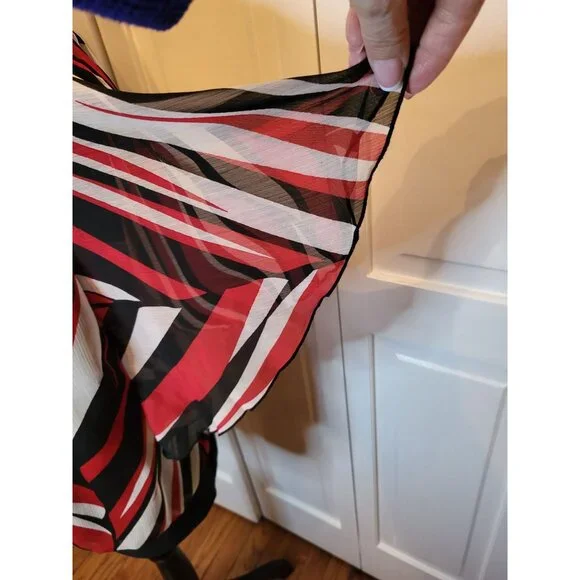 Red/Black Stripe Chiffon Blouson Blouse Cato 18/20 Boho Festive Brunch Church 00 - Picture 6 of 10
